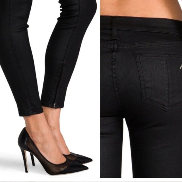 Rag and bone Zipper Capri in Cotswold (black coated) - Picture 3 of 6